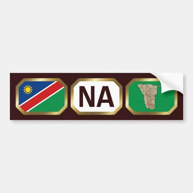 Namibia Flagga Code Bumper Sticker Bildekal (Framsidan)
