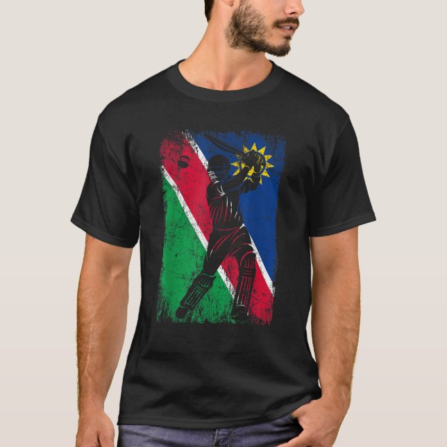 Namibia Flagga Cricket Jersey Fläkt Player Coach T T Shirt (Framsida)