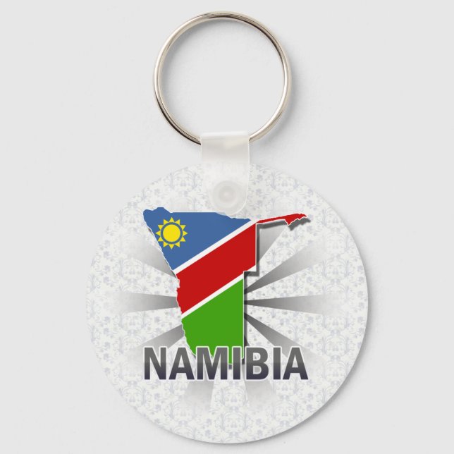 Namibia Flagga Karta 2.0 Nyckelring (Framsida)