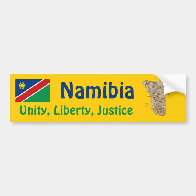 Namibia Flagga + Karta Bildäckslim Bildekal (Framsidan)