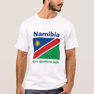 Namibia Flagga + Karta + Text T-Shirt