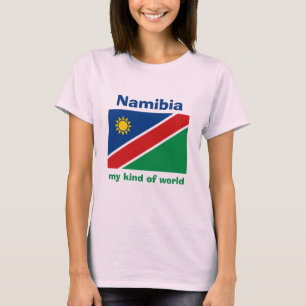 Namibia Flagga + Karta + Text T-Shirt