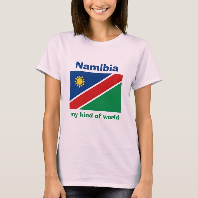Namibia Flagga + Karta + Text T-Shirt (Framsida)