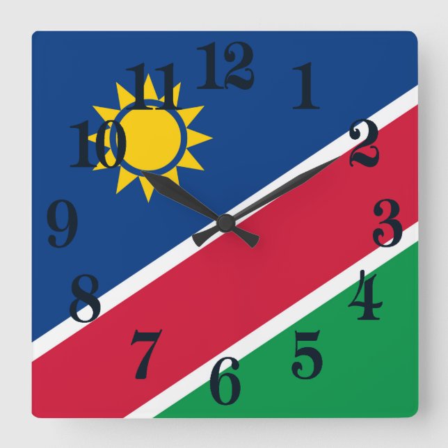 Namibia flagga Namibian Fyrkantig Klocka (Framsida)