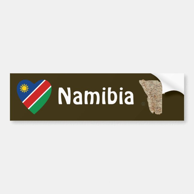 Namibia flaggahjärta + Kartabildekal Bildekal (Framsidan)
