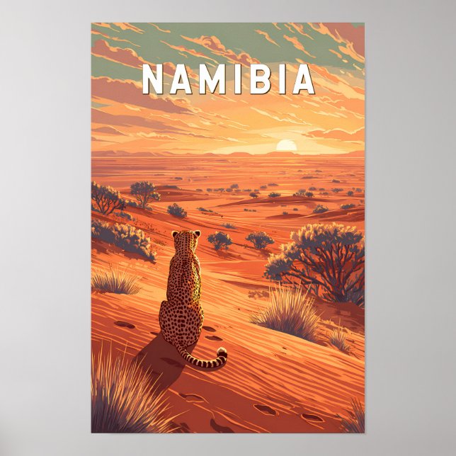 Namibia Illustration Resa Konst Vintage Poster (Framsidan)