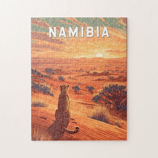 Namibia Illustration Resa Konst Vintage Pussel (Vertikal)