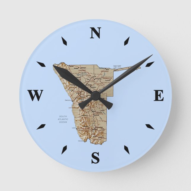 Namibia Karta Clock Rund Klocka (Framsida)