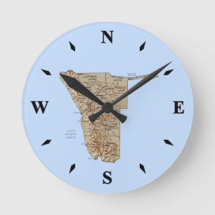Namibia Karta Clock Rund Klocka