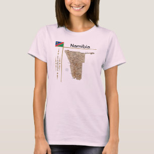 Namibia Karta + Flagga + Rubrik T-Shirt