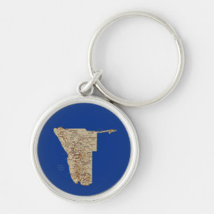 Namibia karta Keychain Rund Silverfärgad Nyckelring