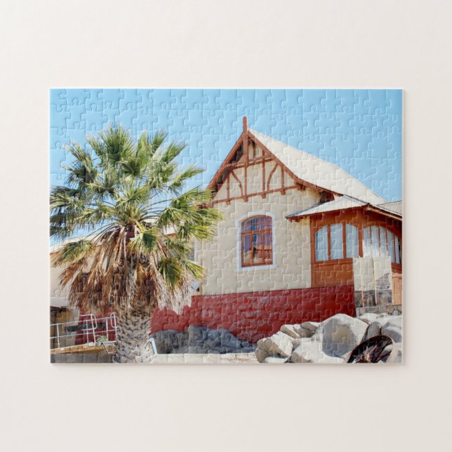 Namibia Lüderitz Arkitektur Hus Palmträd Pussel (Horisontell)