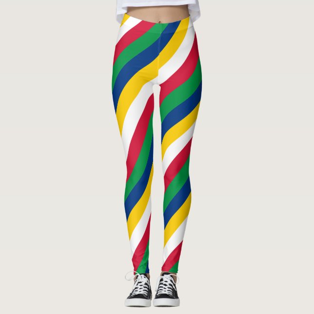 Namibia National Flagga Diagonal Stripe Färg Leggings (Framsida)