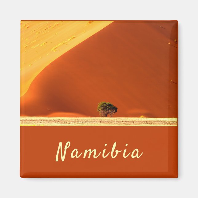 Namibia red dunes of Sossusvlei-foto med text Magnet (Framsidan)