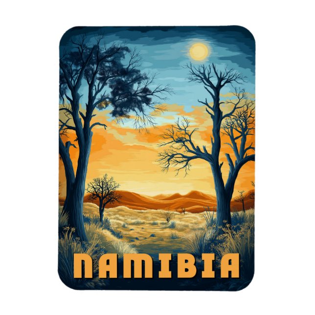 Namibia - Retro African Safari Magnet (Vertikal)