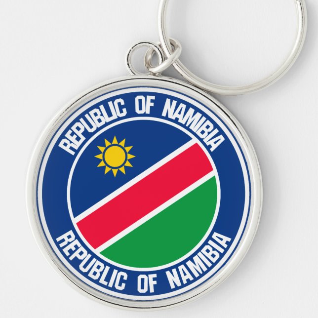 Namibia Round Emblem Rund Silverfärgad Nyckelring (Framsidan)
