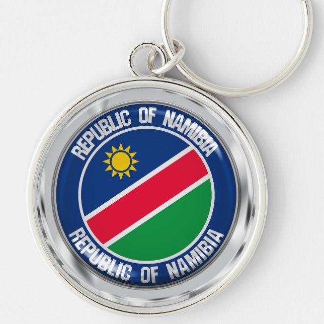 Namibia Round Emblem Rund Silverfärgad Nyckelring (Framsidan)