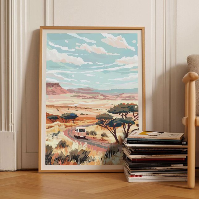 Namibia Tryck Safari Illustration Namibia Resa P (Skapare uppladdad)