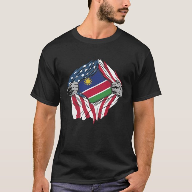 Namibianskt blod inuti Namibia Flagga T Shirt (Framsida)