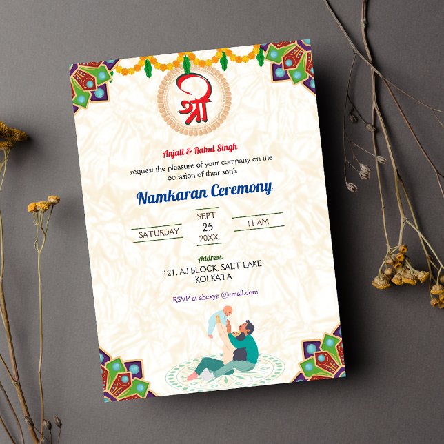 Namkaran Hindu Naming Ceremony Inbjudningar (Skapare uppladdad)