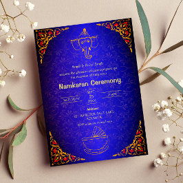Namkaran Naming Ceremony Golden Inslag Inbjudningar