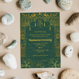 Namkaran Naming Ceremony Golden Inslag Inbjudningar