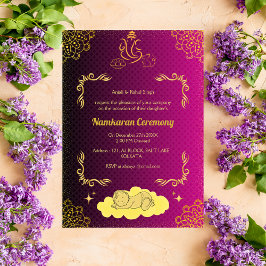 Namkaran Naming Ceremony Golden Inslag Inbjudningar