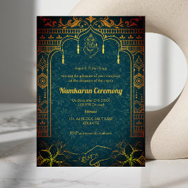Namkaran Naming Ceremony Golden Inslag Inbjudningar