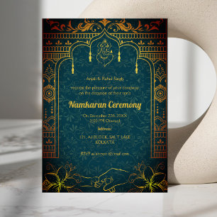 Namkaran Naming Ceremony Golden Inslag Inbjudningar