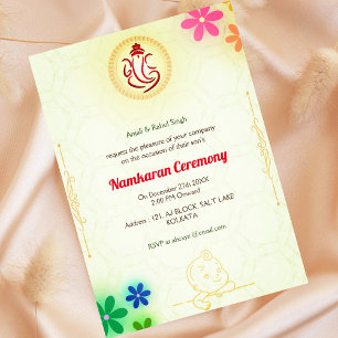 Namkaran Naming Ceremony Golden Inslag Inbjudningar