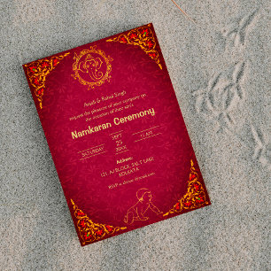 Namkaran Naming Ceremony Golden Inslag Inbjudningar
