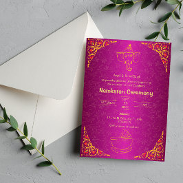 Namkaran Naming Ceremony Golden Inslag Inbjudningar