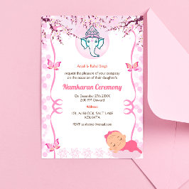 Namkaran Naming Ceremony Golden Inslag Inbjudningar