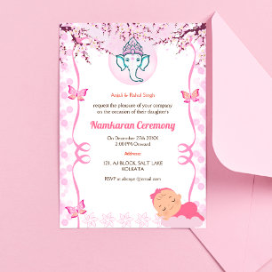 Namkaran Naming Ceremony Golden Inslag Inbjudningar