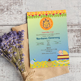 Namkaran Naming Ceremony Golden Inslag Inbjudningar
