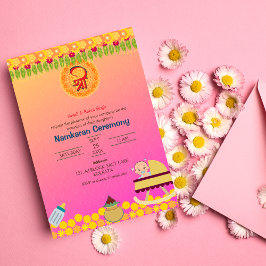 Namkaran Naming Ceremony Golden Inslag Inbjudningar