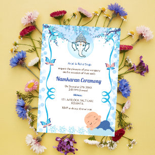 Namkaran Naming Ceremony Golden Inslag Inbjudningar