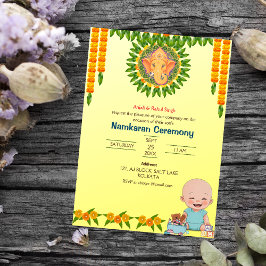 Namkaran Naming Ceremony Golden Inslag Inbjudningar