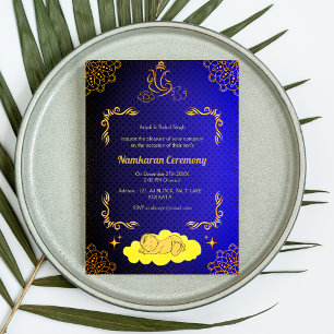 Namkaran Naming Ceremony Golden Inslag Inbjudningar