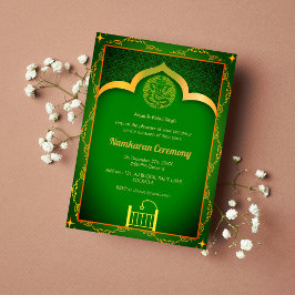 Namkaran Naming Ceremony Golden Inslag Inbjudningar