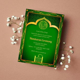 Namkaran Naming Ceremony Golden Inslag Inbjudningar