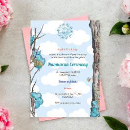 Namkaran Naming Ceremony Golden Inslag Inbjudningar