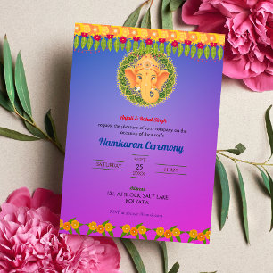 Namkaran Naming Ceremony Golden Inslag Inbjudningar