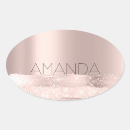 Namn 16:e gnista ros  rodnad initialer brud- ovalt klistermärke