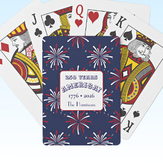 Namn, 250 år Amerika 1776-2026 Fyrverkeri Casinokort