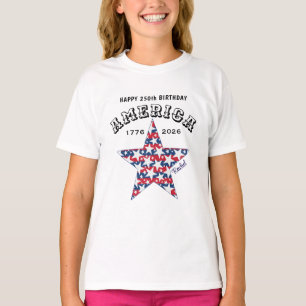 Namn 250-års jubileum Amerika Stjärnor Ungdom T Shirt