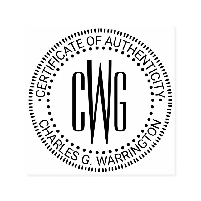 Namn, 3 Initialer #4 Autenticitetsbevis  Självfärgande Stämpel (Design)