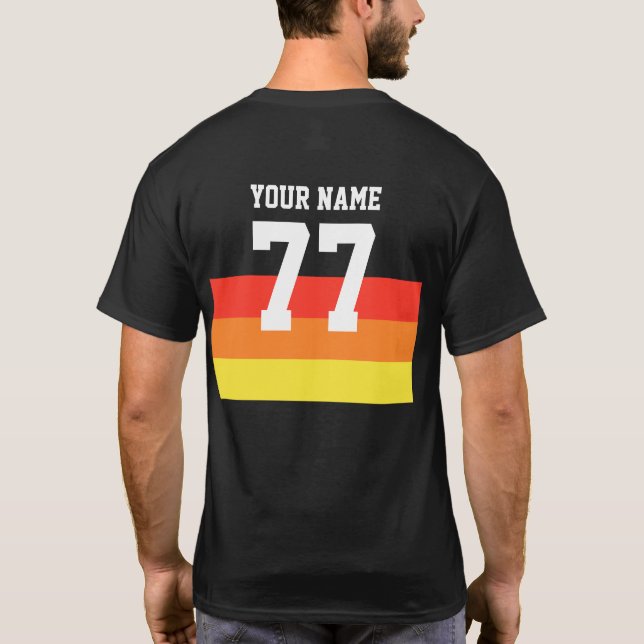Namn 77 Sports Jersey Number Black Gult Red T Shirt (Baksida)