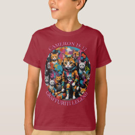 Namn & Age Graffiti Legend Circle Street Cat Barn T Shirt