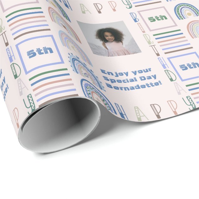 Namn Age Sentiment Boho Rainbow Rosa Blue Grönt Presentpapper (Rullad Hörn)